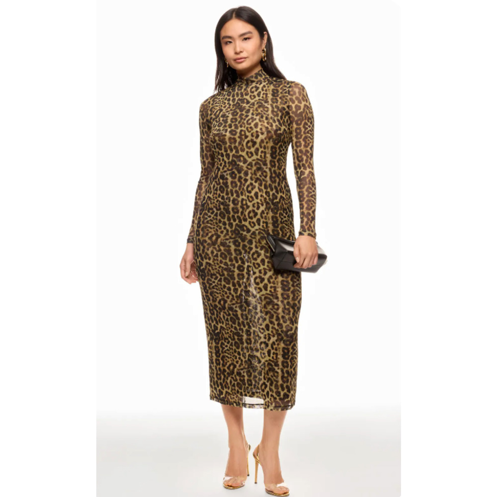 Ronny Kobo Collective Leopard Print Midi Dress Size L